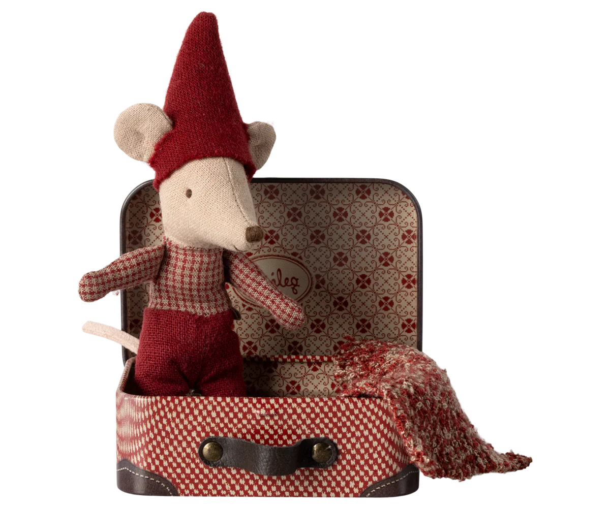 Maileg | Christmas Mouse Baby in Suitcase